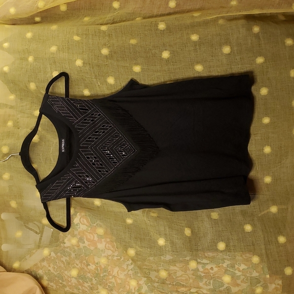 EUC 🖤 Express fringe modal flowy embellished tank - Picture 6 of 10